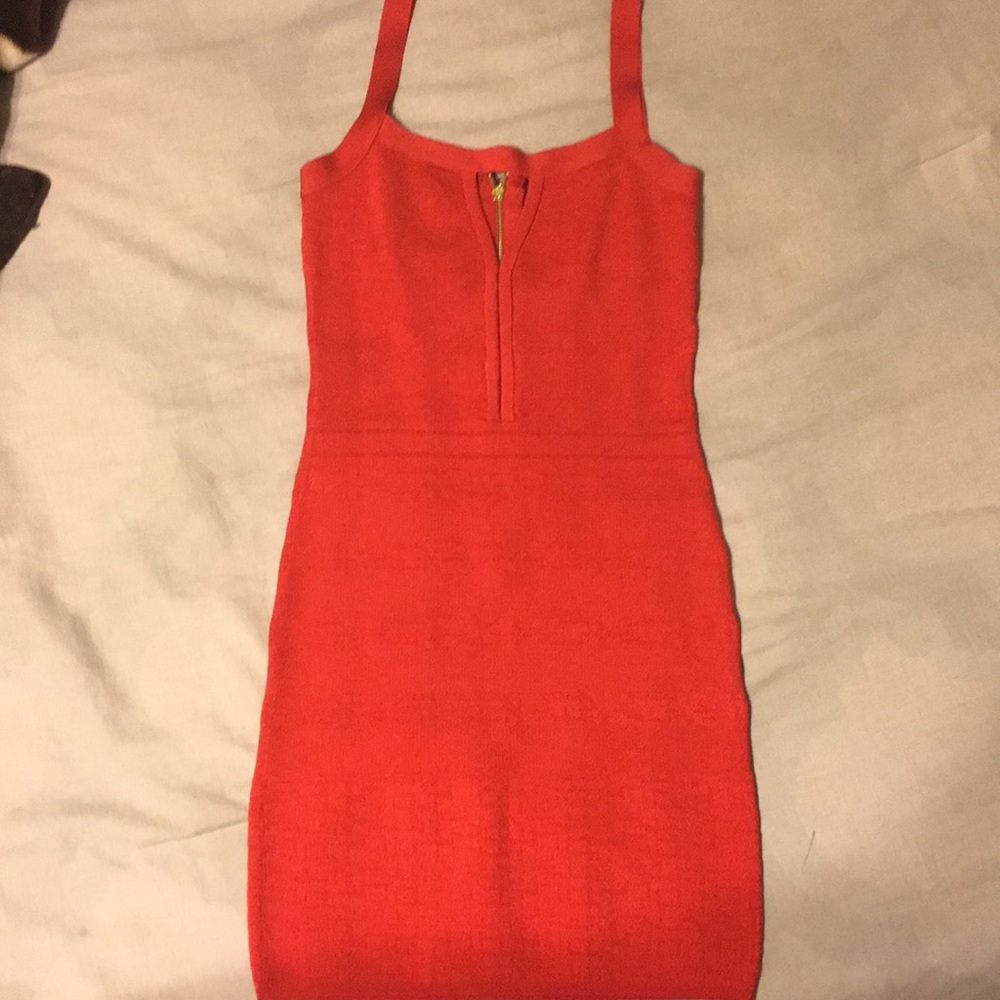 BEBE Orange Sexy Mini Dress